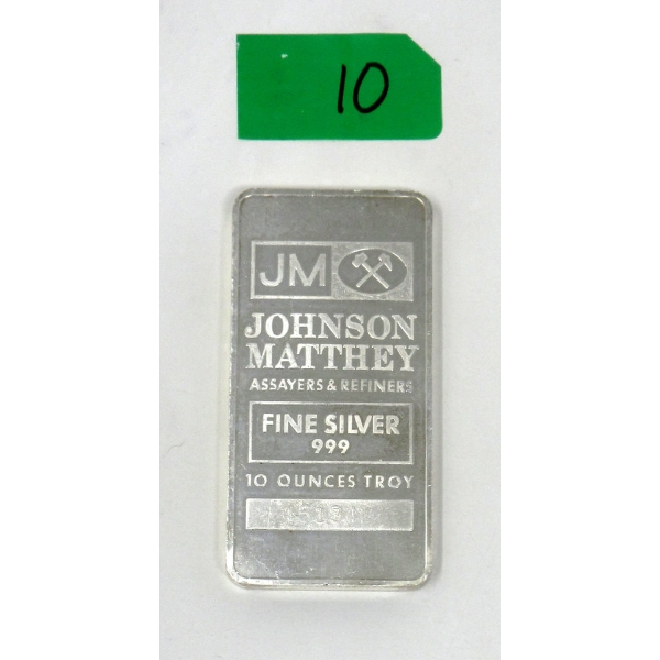 10 Oz .999 Silver Johnson Matthey Pre-Letter Bar 