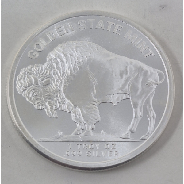 1 Oz .999 Silver Buffalo/Indigenous Art Round 