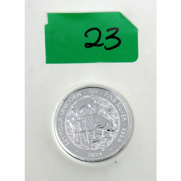 2 Oz .9999 Silver 2024 Seymour Unicorn Coin 