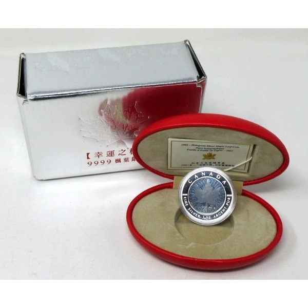 2001 .9999 Silver 1 Oz Canadian Maple Leaf Coin 
