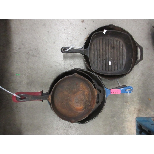 6 Cast Iron Skillets & Pans - Preowned - As Is 