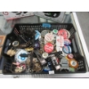 Image 1 : Tray of Assorted Key Chains, Buttons, Miniatures & More