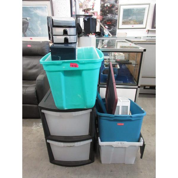 8 Assorted Totes & Storage Containers