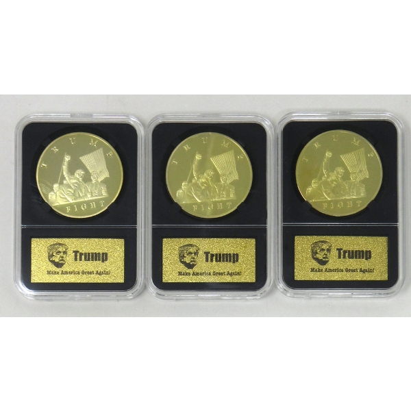 3 Donald Trump Gold-Tone Medallions