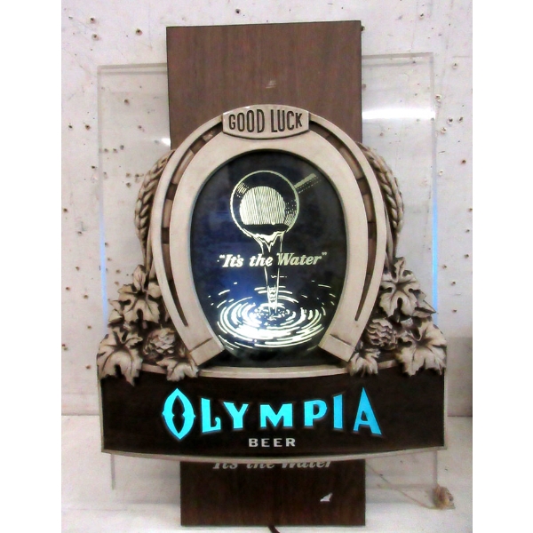 Vintage Plastic Olympia Beer Illuminated Sign 