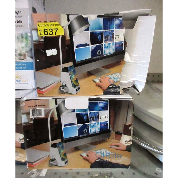 2 OttLite LED Desk Lights with Charging Stations 