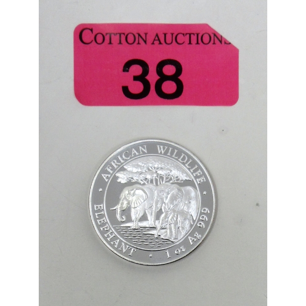 1 Oz .999 Silver 2013 African Wildlife Elephant Coin 
