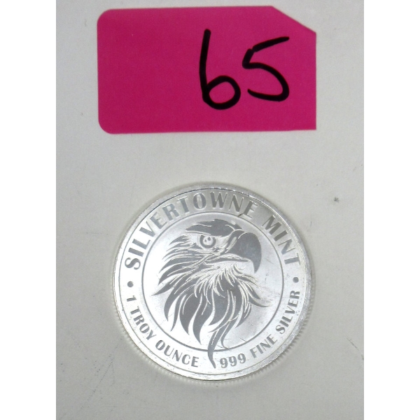 1 Oz .999 Silver Eagle SilverTowne Mint Round 