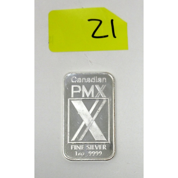 1 Oz .9999 Silver Canadian PMX Bar 