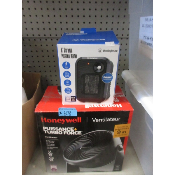 6" Ceramic Personal Heater & Honeywell Fan