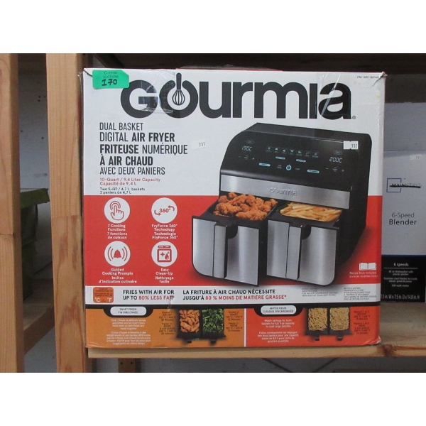 Gourmia Dual Basket Air Fryer - 10 QT/9.4 L