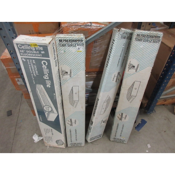 Four 4' Fluorescent Ceiling Light Fixtures in Boxes