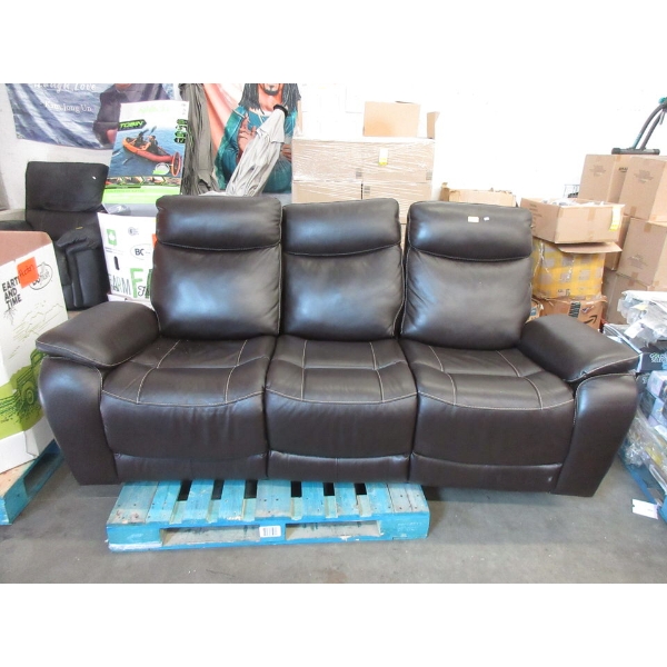 Brown Faux Leather Power Reclining Sofa