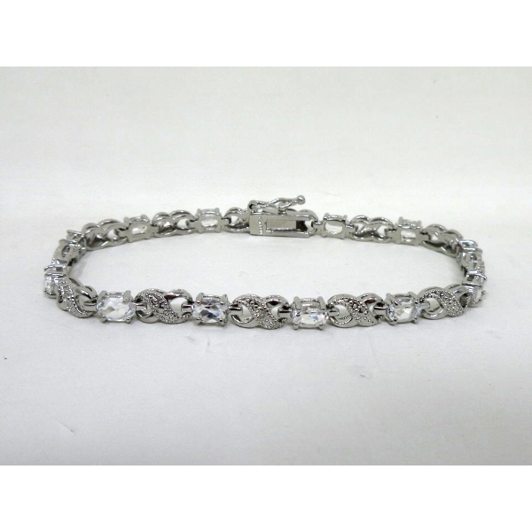New 7.5" White Topaz and Diamond Tennis Bracelet