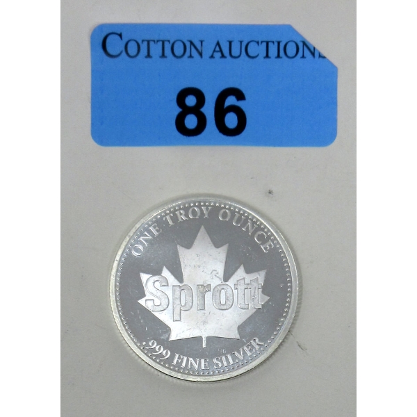 1 Oz .999 Silver Canada Sprott Round 
