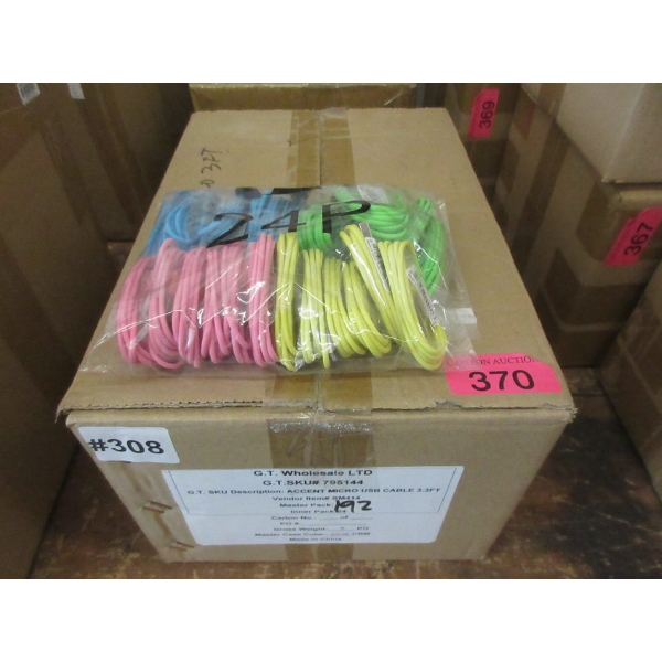 Case of 190 New 3.3' Micro to USB Cables