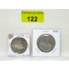 Image 1 : One 1955 & One 1957 Canada 80% Silver Dollar Coin