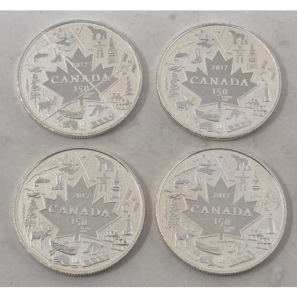 4 x .9999 Silver 2017 Heart Of Our Nation Coins 