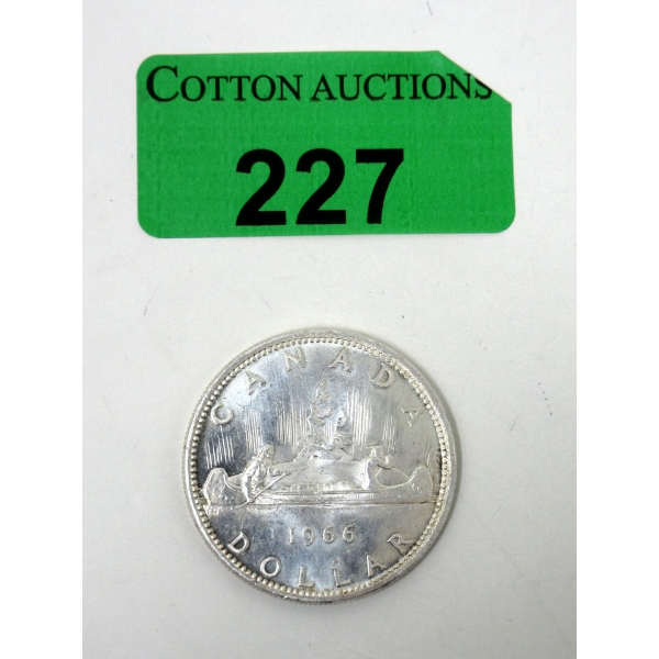 1966 Canadian Silver Dollar Coin - .800 Silver