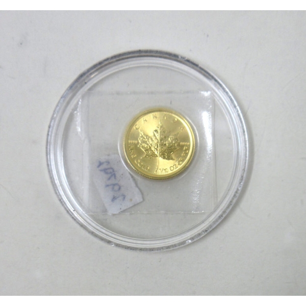 1/10 Oz .9999 Fine Gold Canada Maple Leaf Coin 