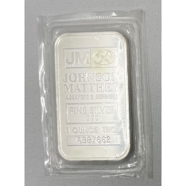 1 Oz .999 Silver Johnson Matthey Bar 