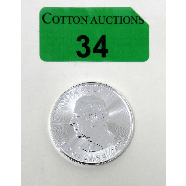 1 Oz .9999 Silver 2024 Canada Maple Leaf Coin 