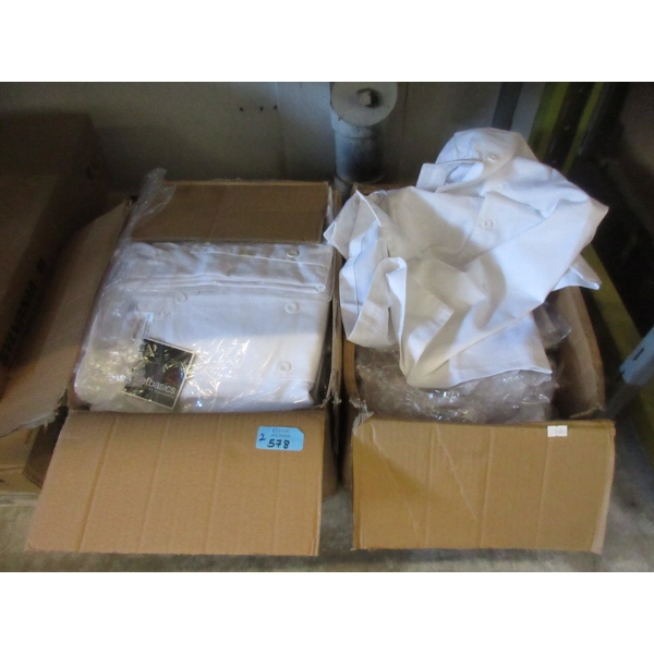 2 Cases of 20 New White Chef Coats - XS and XXL