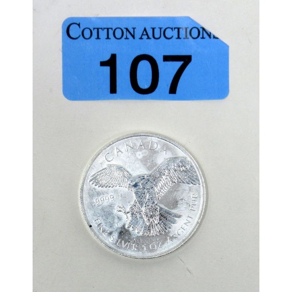 1 Oz .9999 Silver 2014 Peregrine Falcon Coin 