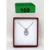 Image 2 : Blue Topaz & Diamond Sterling Silver Pendant 
