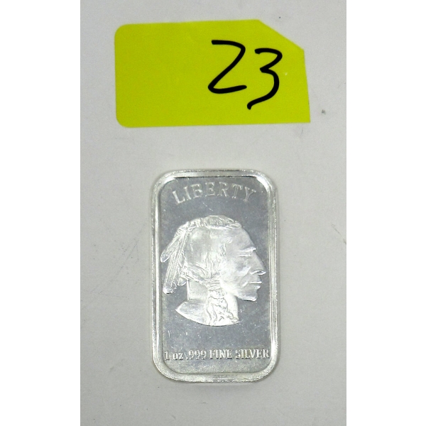 1 Oz .999 Silver Liberty 2-Sided Art Bar 