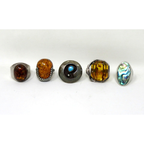 5 Vintage Rings with Large Faces 