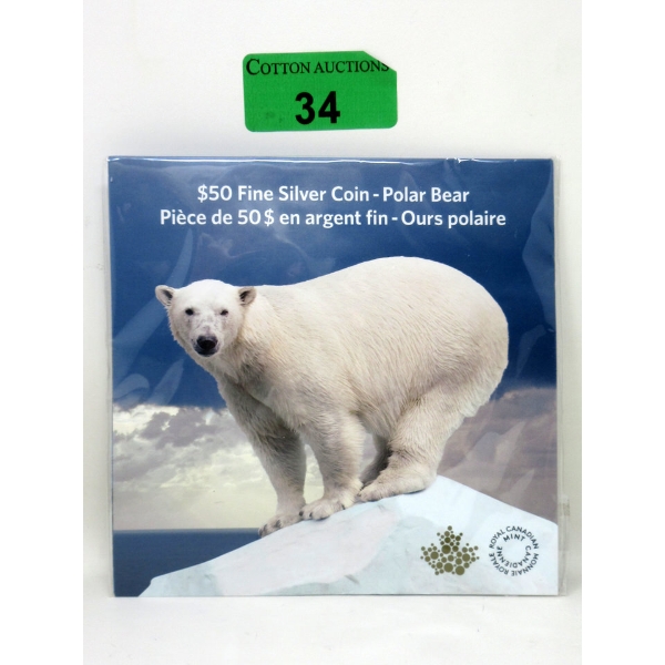 15.87 Gram .9999 Silver 2014 Polar Bear $50 Coin 