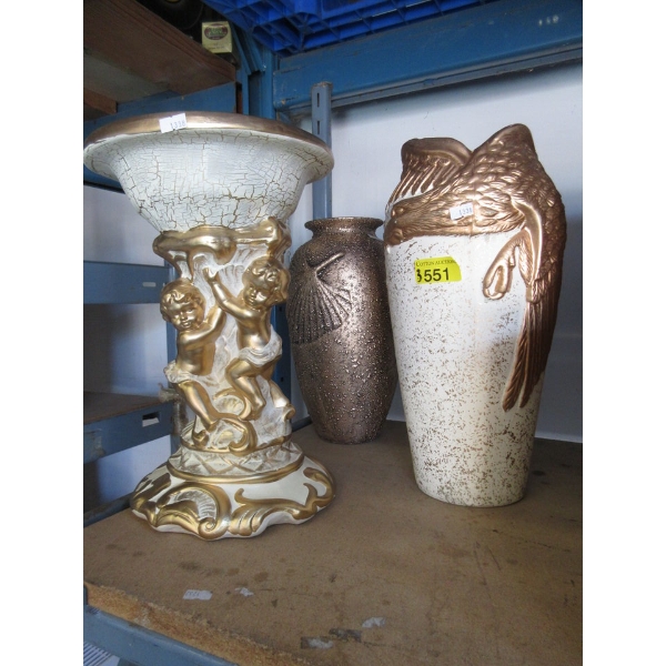 3 Assorted New Glazed Pottery Vases 
