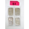 Image 1 : 4 x 1/2 Oz .999 Silver Pan American Bars  