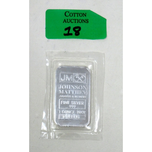 1 Oz .999 Silver Johnson Matthey Bar 