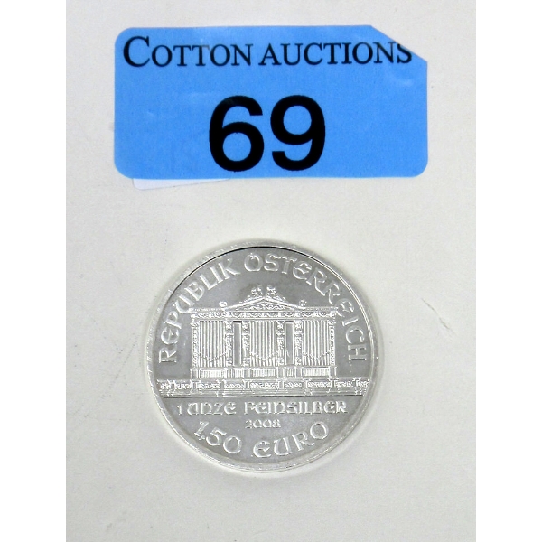 1 Oz .999 Silver 2008 Philharmoniker Coin 