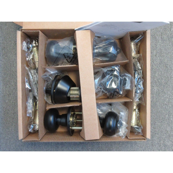 Set of 2 New Black Entry Knobs with Dead Bolts