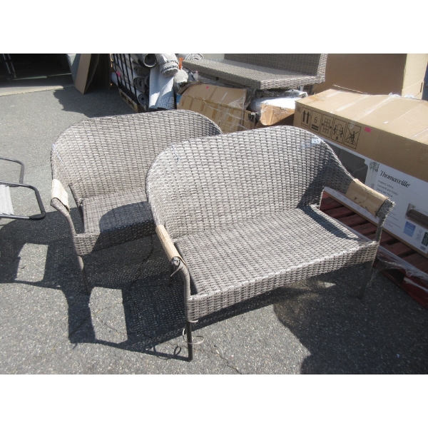 2 Woven Resin Patio Loveseats with Metal Frames