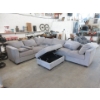 Image 1 : Grey Fabric Corner Sectional w/ Storage Ottoman