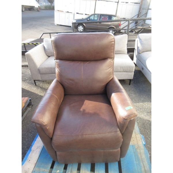Brown Faux Leather Power Recliner 