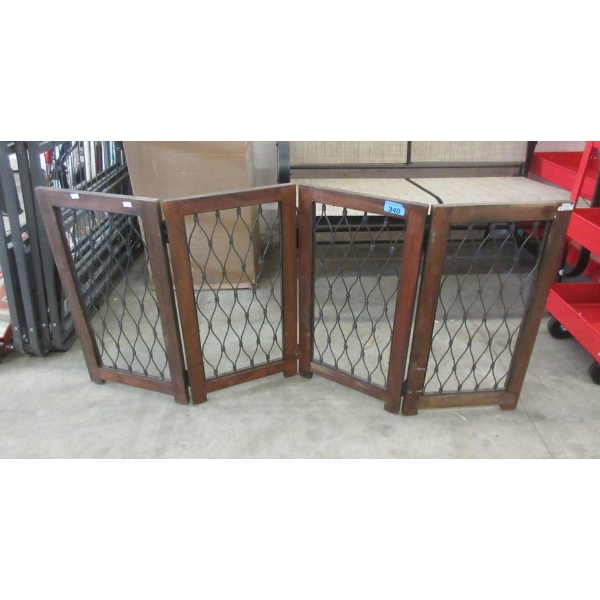 Low Decorative Wood & Metal 4 Panel Screen 