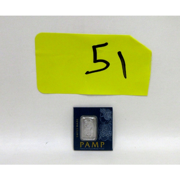 1 Gram .9995 Fine Platinum PAMP Suisse Bar 