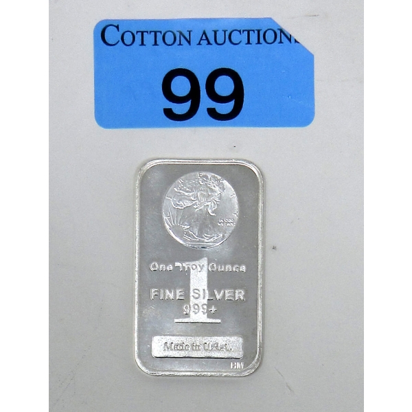 1 Oz .999+ Silver Walking Liberty Bar 