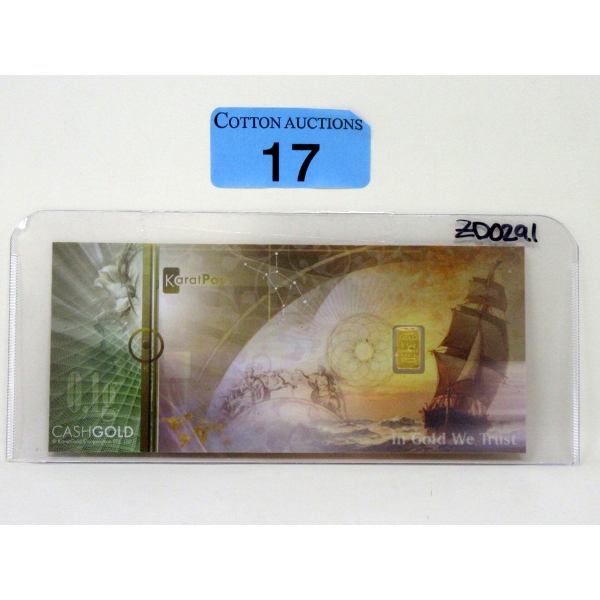 1/10 Gram .9999 Fine Gold Nadir Mint Bar 