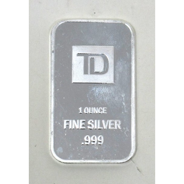 1 Oz .999 Silver TD Bank Investor Bar 