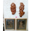 Image 1 : 2 Asian Copper Pictures & 2 Carved Wall Art
