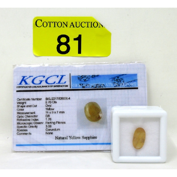 8.7 CT Oval Yellow Sapphire Gemstone