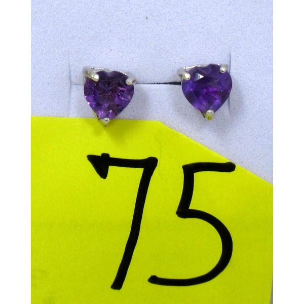 New 1.35 CT Amethyst Sterling Silver Earrings