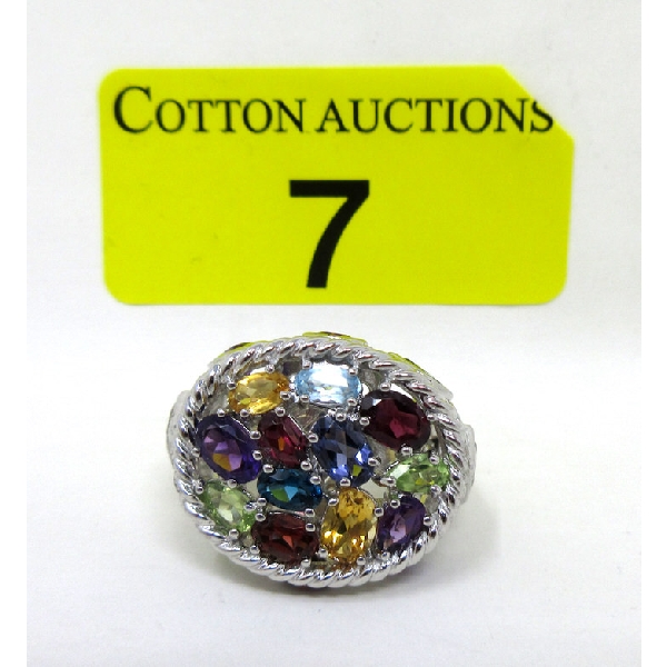 13.4 Gram New Multi-Gemstone Cluster Ring 