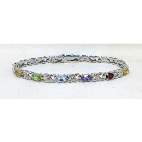 6.5 CTW Multi-Gemstone & Diamond Tennis Bracelet